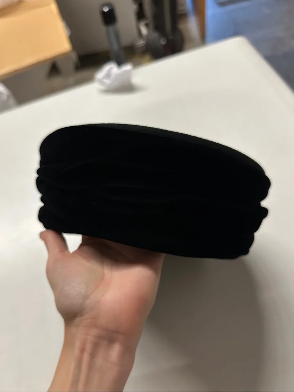 Black Velvet Folded Tina Luxe Hat - Women Accessories